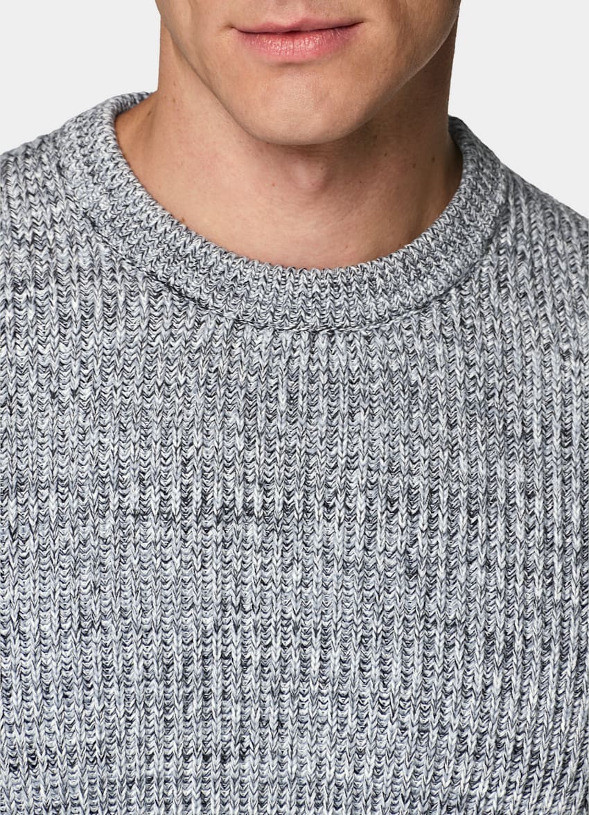 SUITSUPPLY Pure Cotton Light Blue Moulin&eacute; Crewneck
