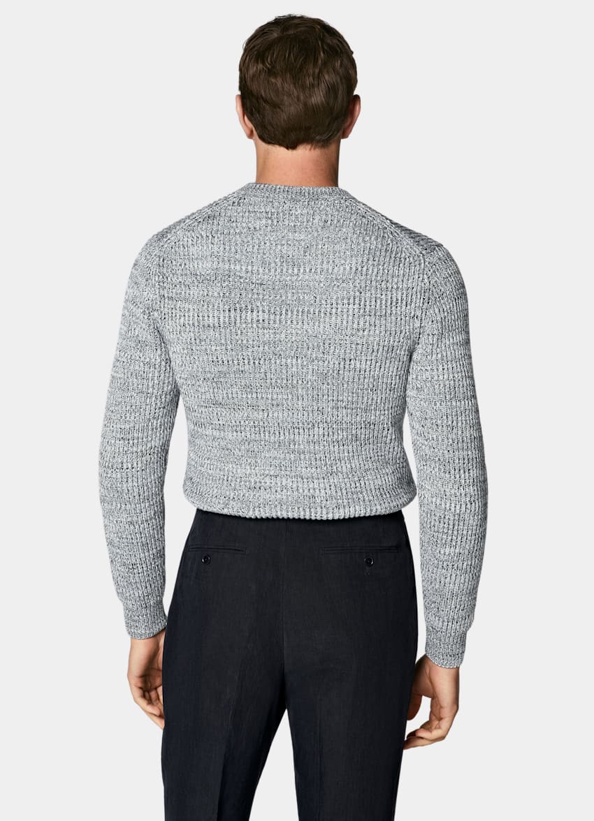 SUITSUPPLY Pure Cotton Light Blue Moulin&eacute; Crewneck