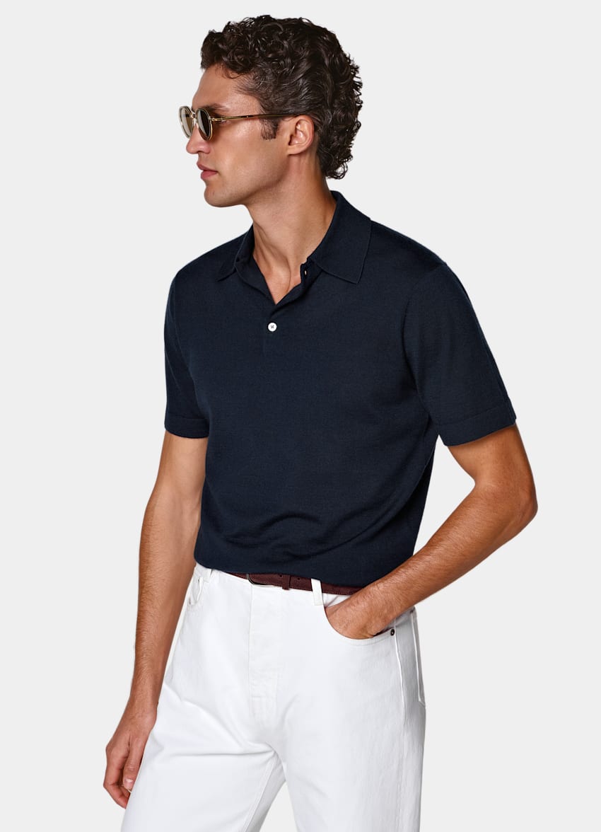 SUITSUPPLY Pure Cashmere Blue Polo
