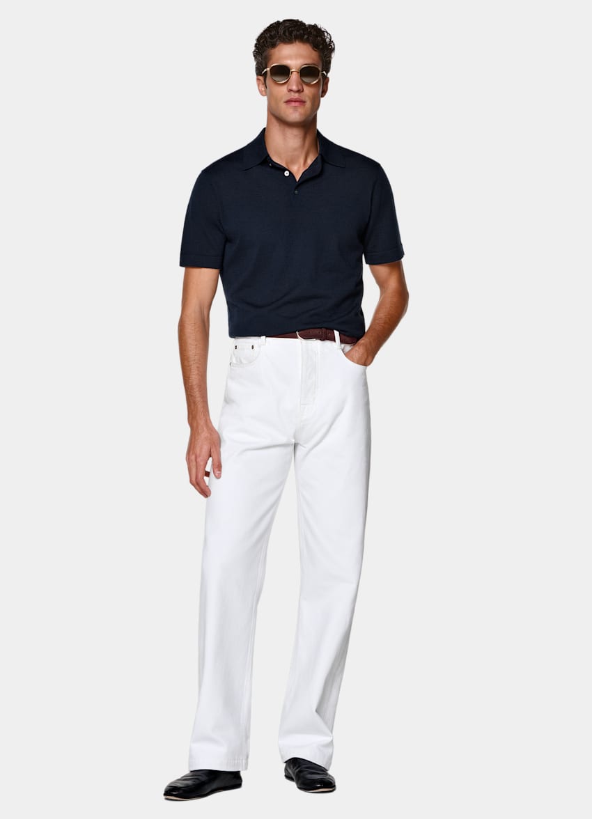 SUITSUPPLY Pure Cashmere Blue Polo