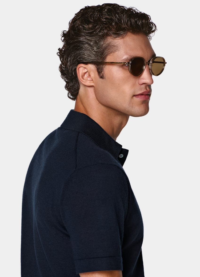 SUITSUPPLY Pure Cashmere Blue Polo