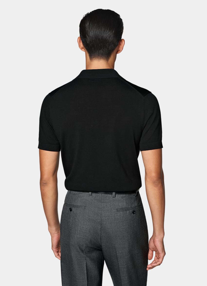 SUITSUPPLY Puur katoen Zwart Kraagloos Poloshirt