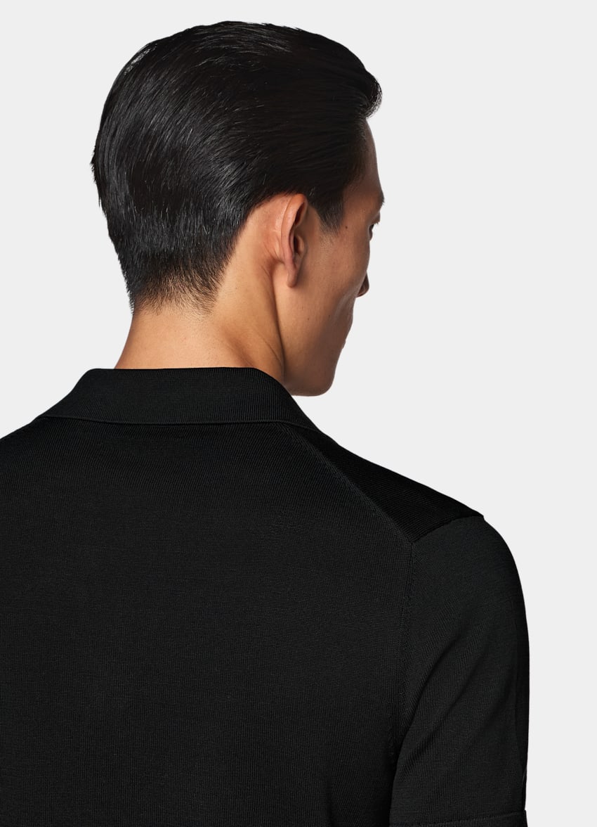 SUITSUPPLY Puur katoen Zwart Kraagloos Poloshirt