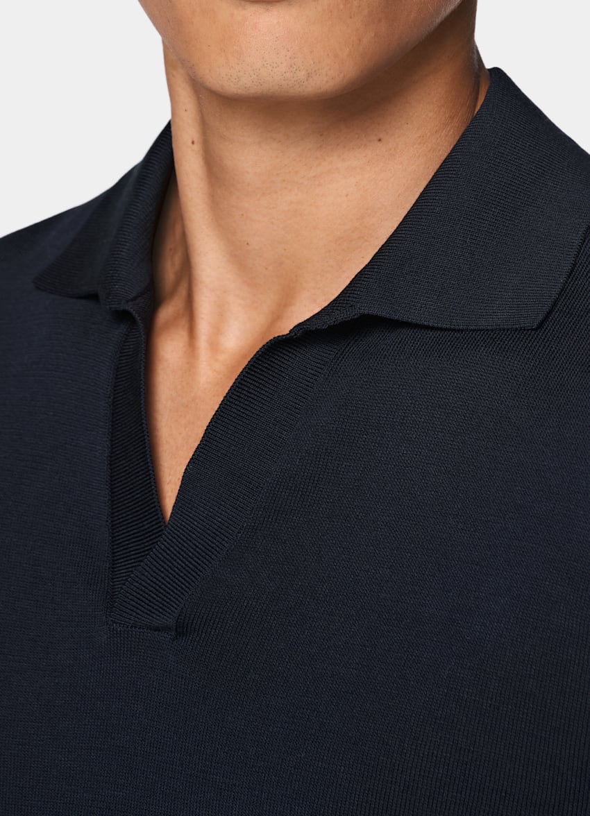 SUITSUPPLY Puur katoen Navy Buttonless Poloshirt