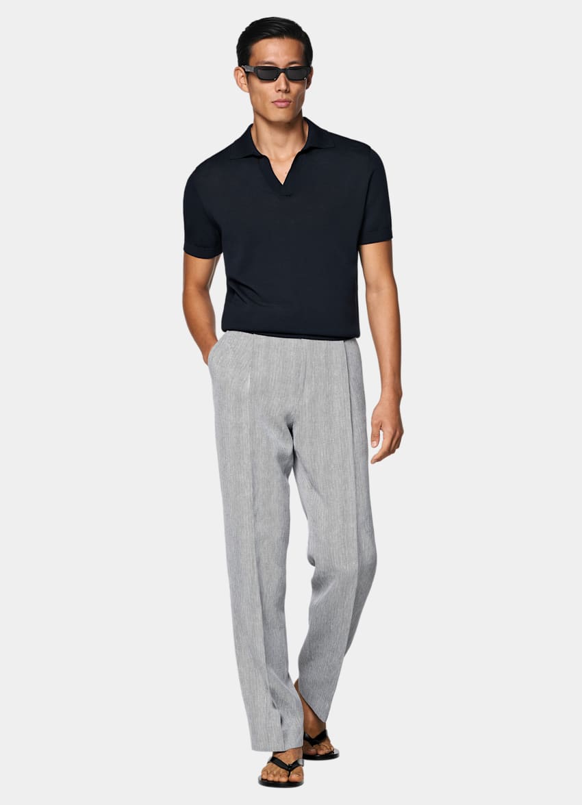 SUITSUPPLY Puur katoen Navy Buttonless Poloshirt