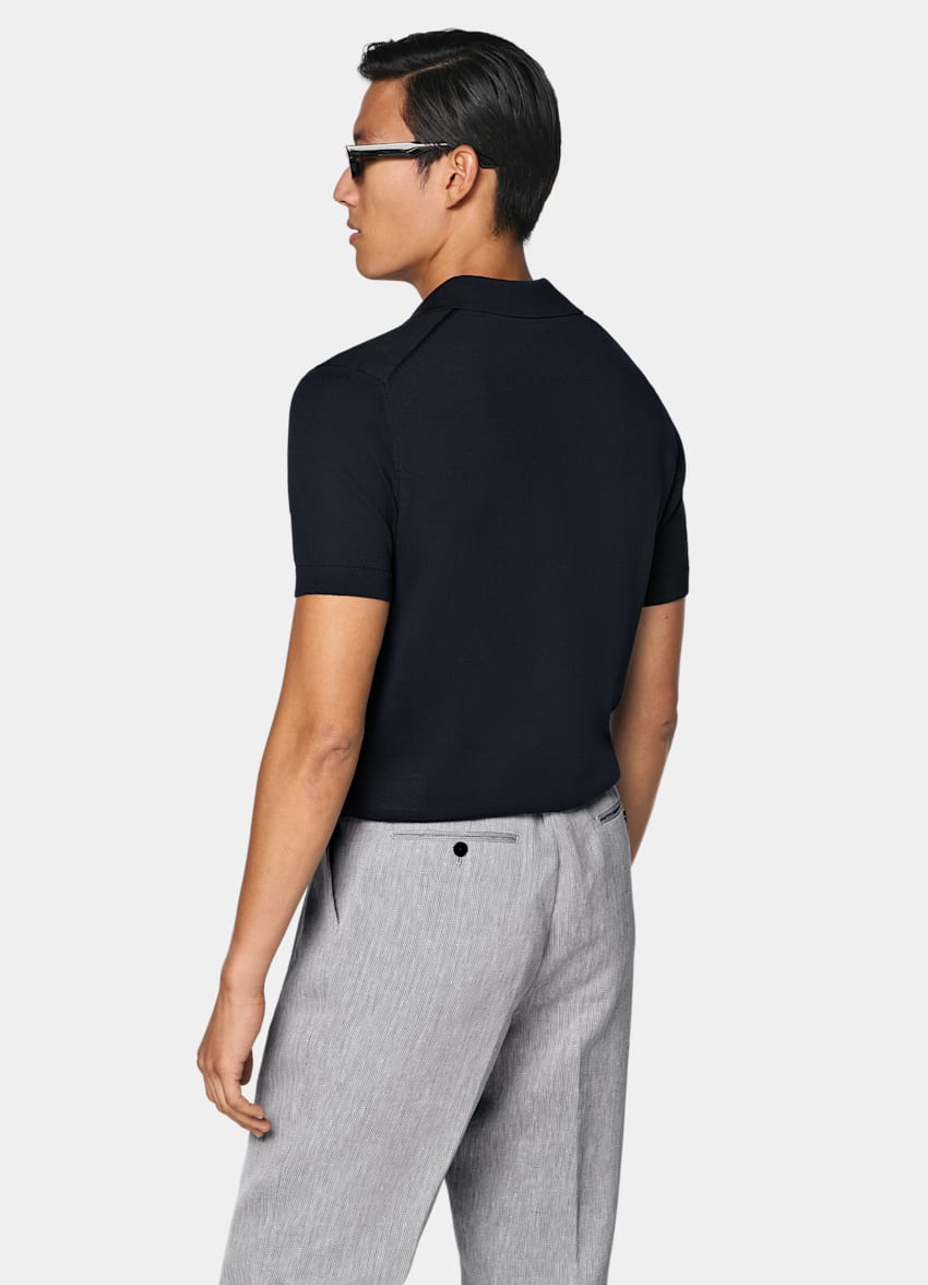 SUITSUPPLY Puur katoen Navy Buttonless Poloshirt