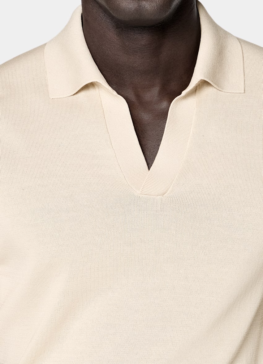 SUITSUPPLY Pur coton Polo sans boutons sable