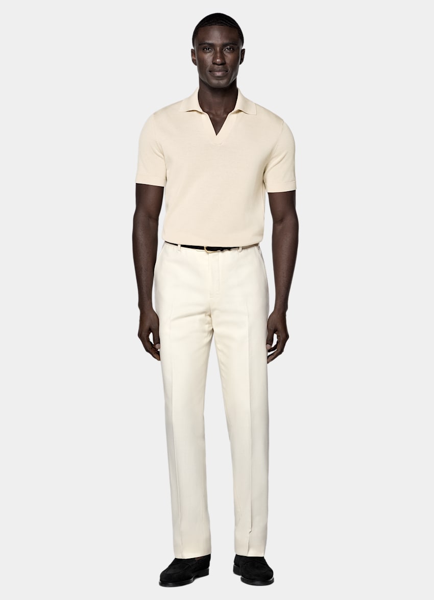 SUITSUPPLY Pur coton Polo sans boutons sable