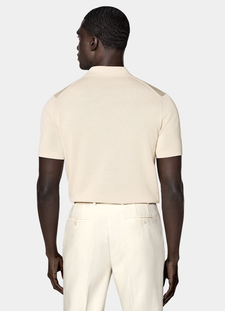 SUITSUPPLY Pur coton Polo sans boutons sable