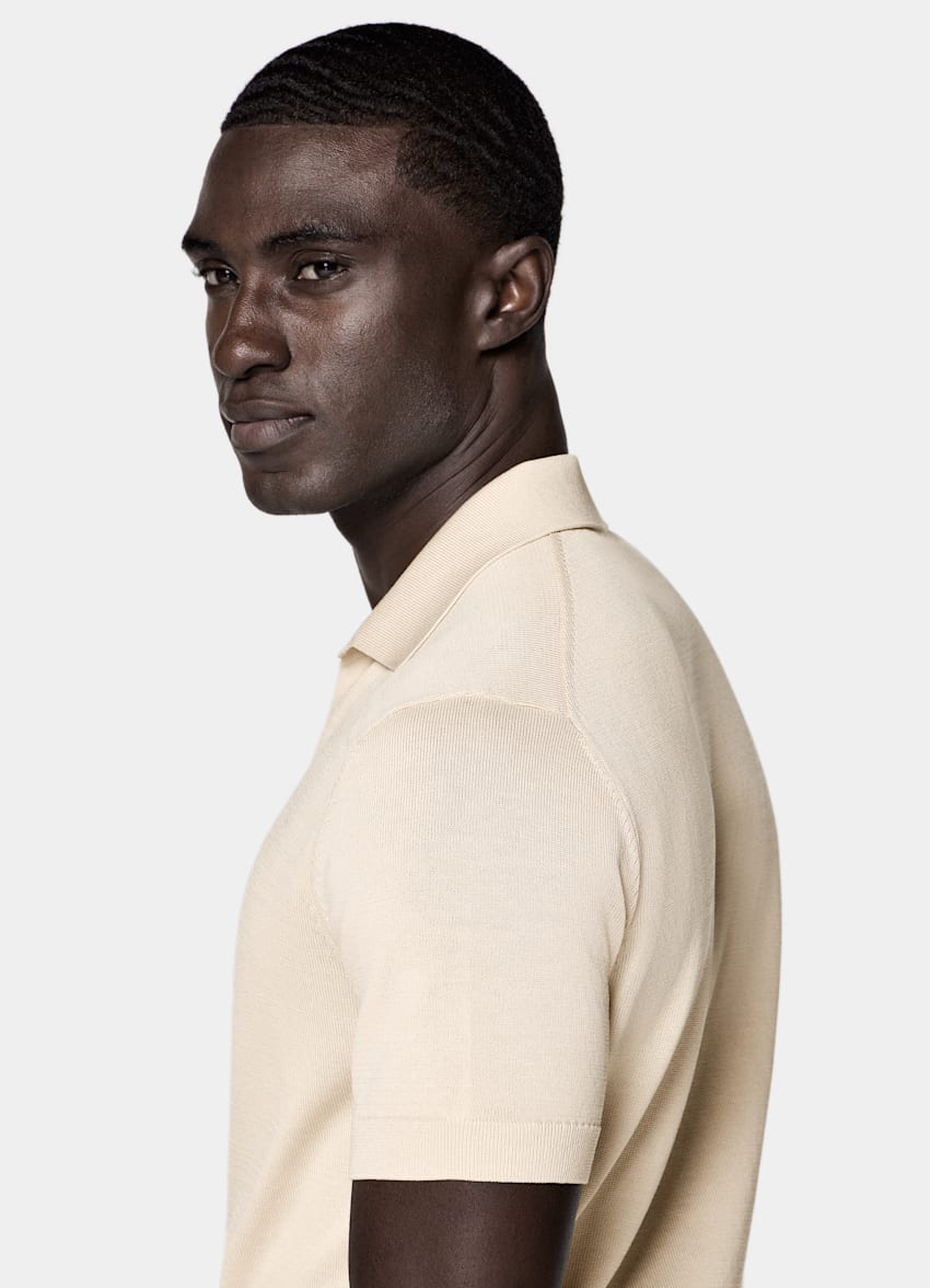 SUITSUPPLY Pur coton Polo sans boutons sable