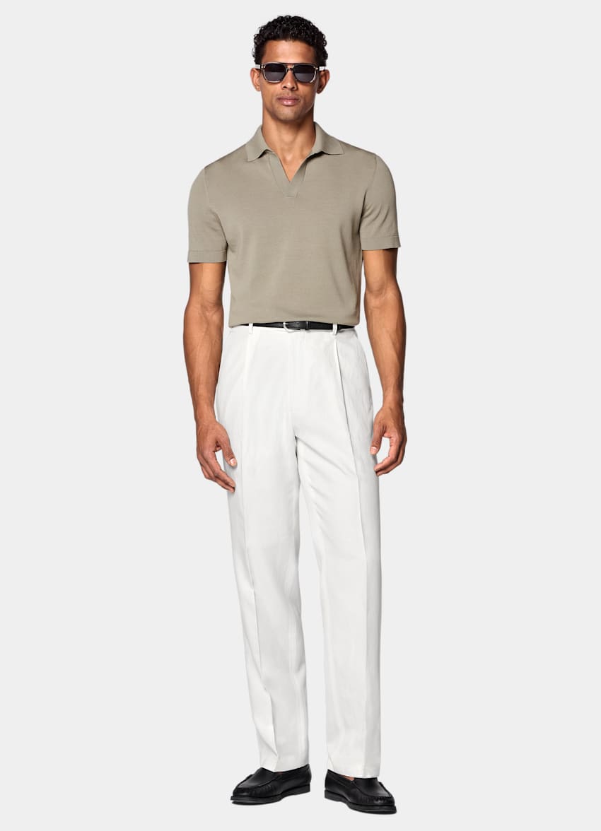 SUITSUPPLY Pure Cotton Green Buttonless Polo