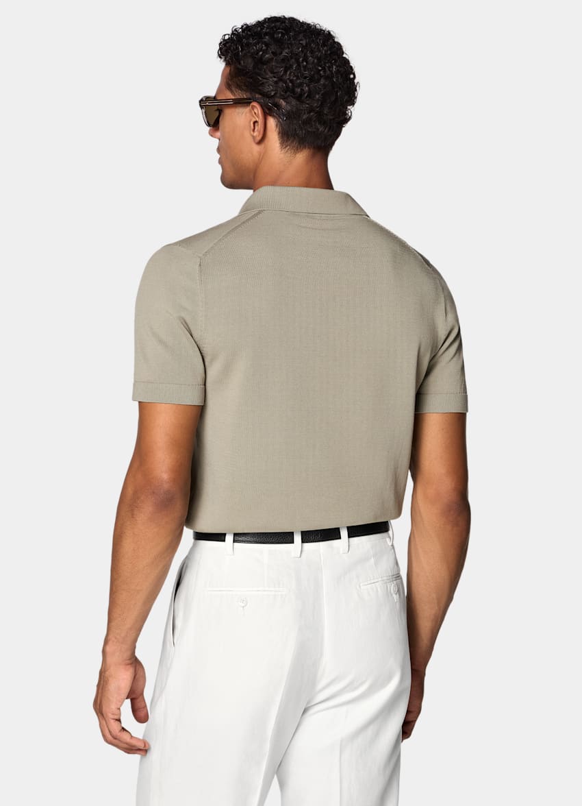 SUITSUPPLY Pure Cotton Green Buttonless Polo