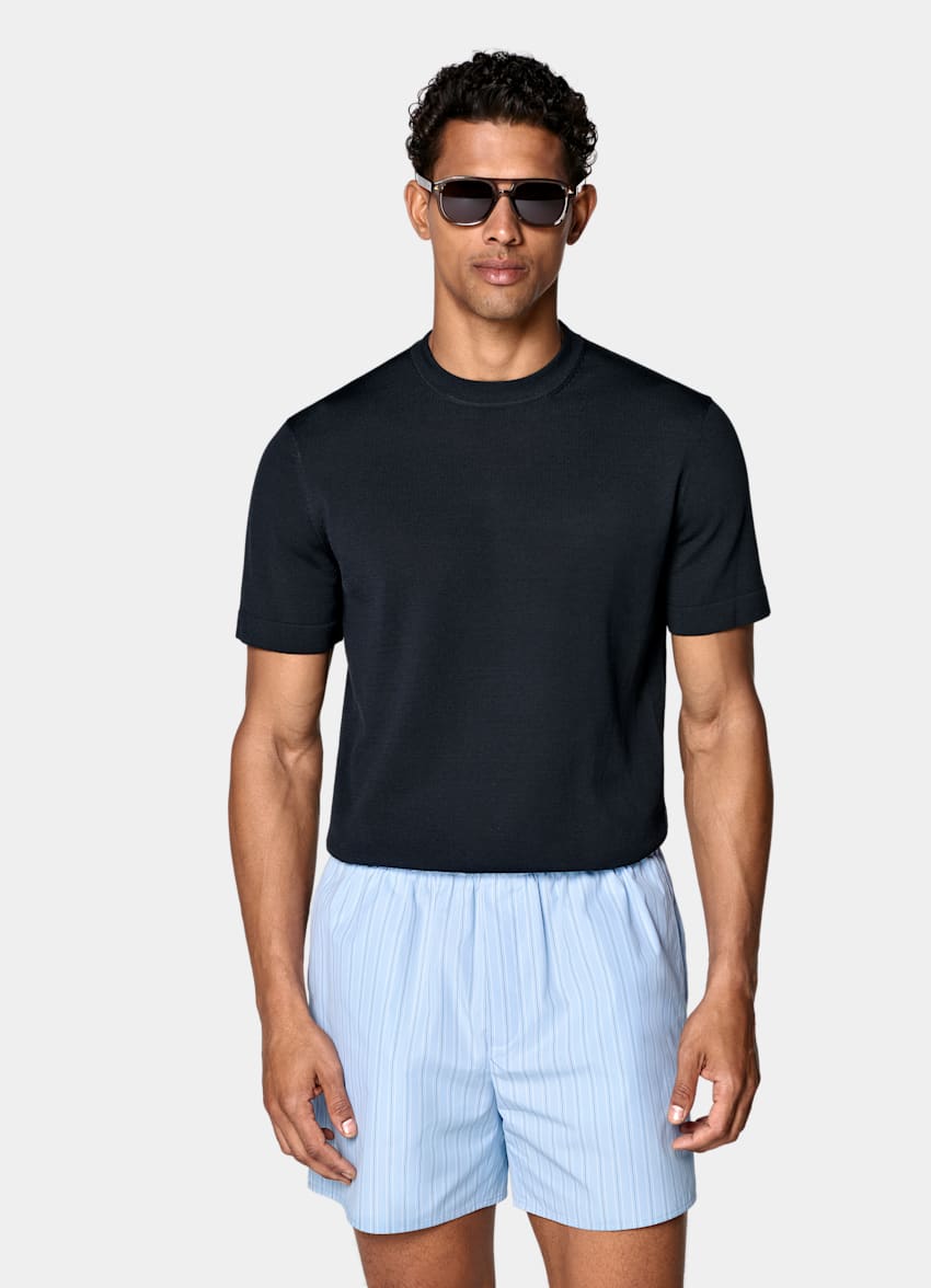SUITSUPPLY Pure Cotton Navy Short Sleeve Crewneck