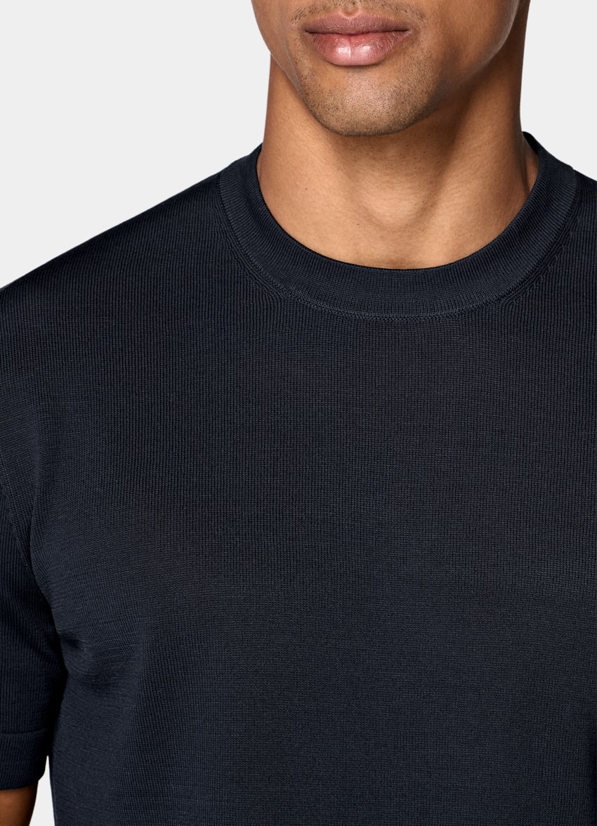 SUITSUPPLY Pure Cotton Navy Short Sleeve Crewneck