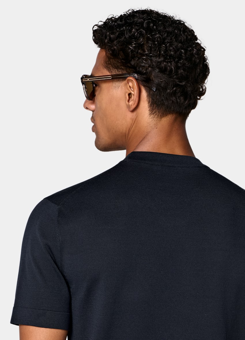 SUITSUPPLY Pure Cotton Navy Short Sleeve Crewneck