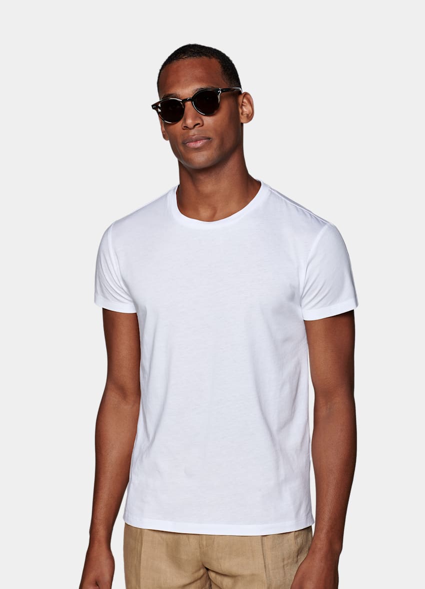 White Crewneck T-shirt in Pure Californian Supima Cotton | SUITSUPPLY US