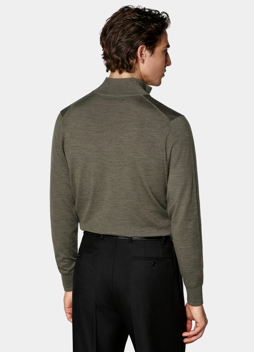 SUITSUPPLY Pure Wool Mid Green Merino Half Zip