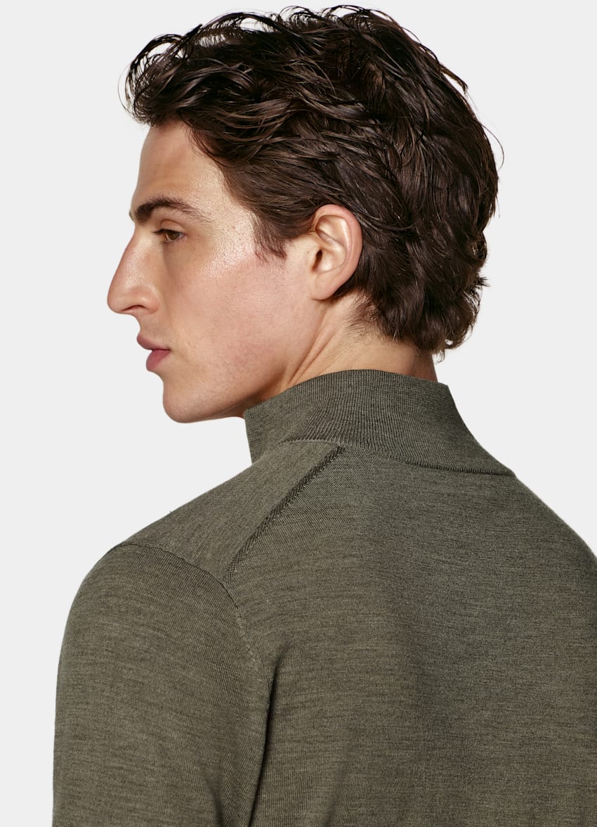 SUITSUPPLY Pure Wool Mid Green Merino Half Zip