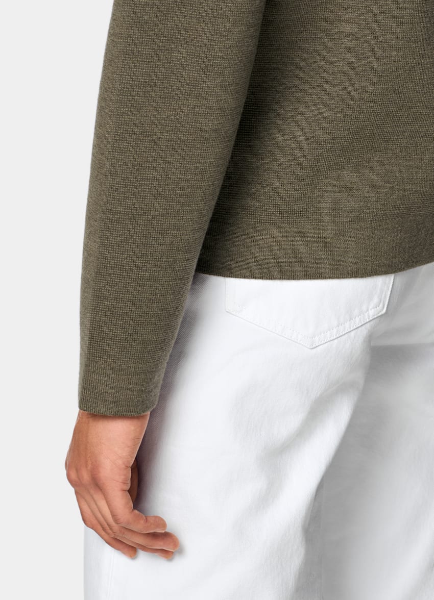 SUITSUPPLY Reine Schurwolle Merino Zip-Cardigan mittelgr&uuml;n