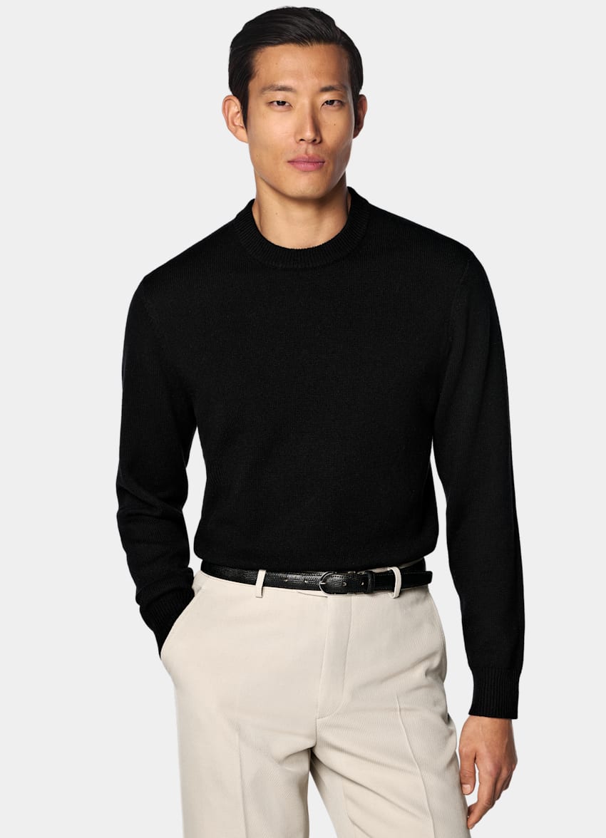 SUITSUPPLY Pure Cashmere Black Crewneck
