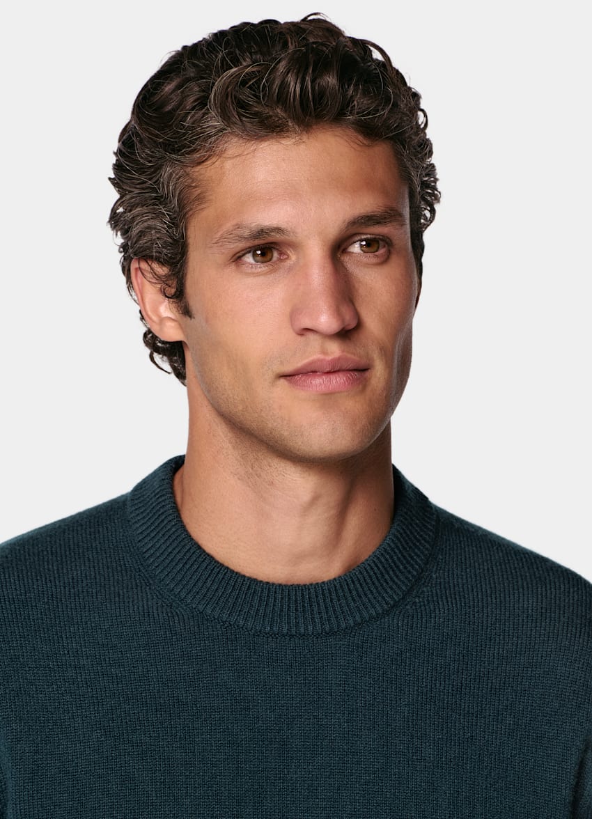 SUITSUPPLY Pure Cashmere Mid Blue Crewneck