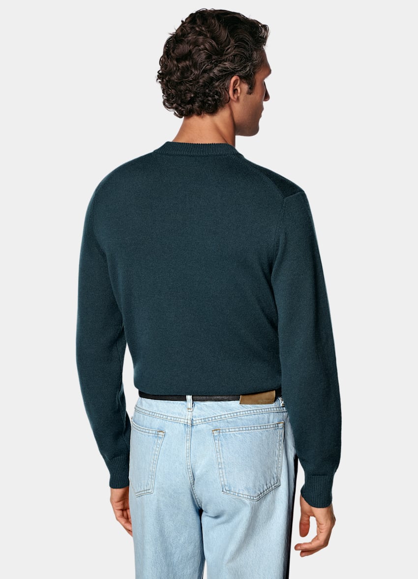 SUITSUPPLY Pure Cashmere Mid Blue Crewneck
