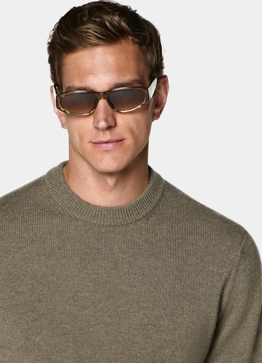 SUITSUPPLY Puro cachemir Cuello a la caja verde medio
