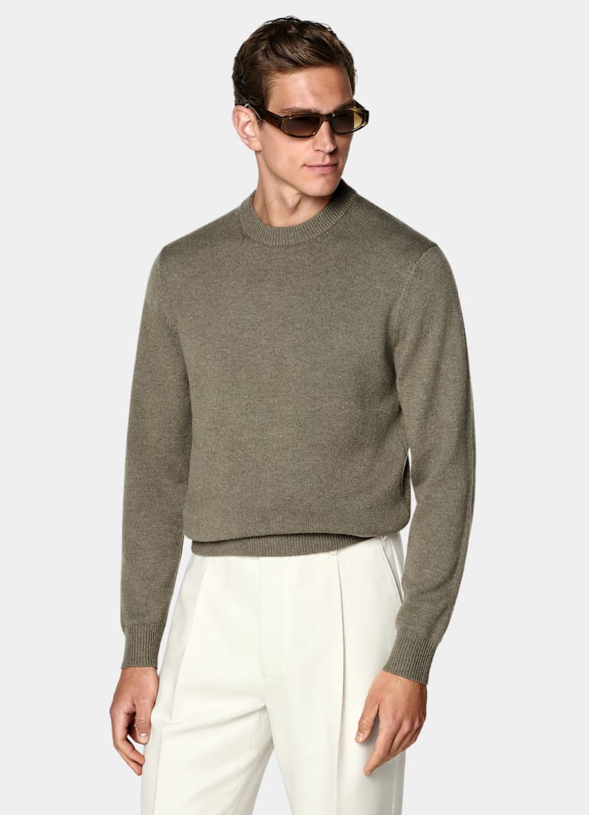 SUITSUPPLY Puro cachemir Cuello a la caja verde medio