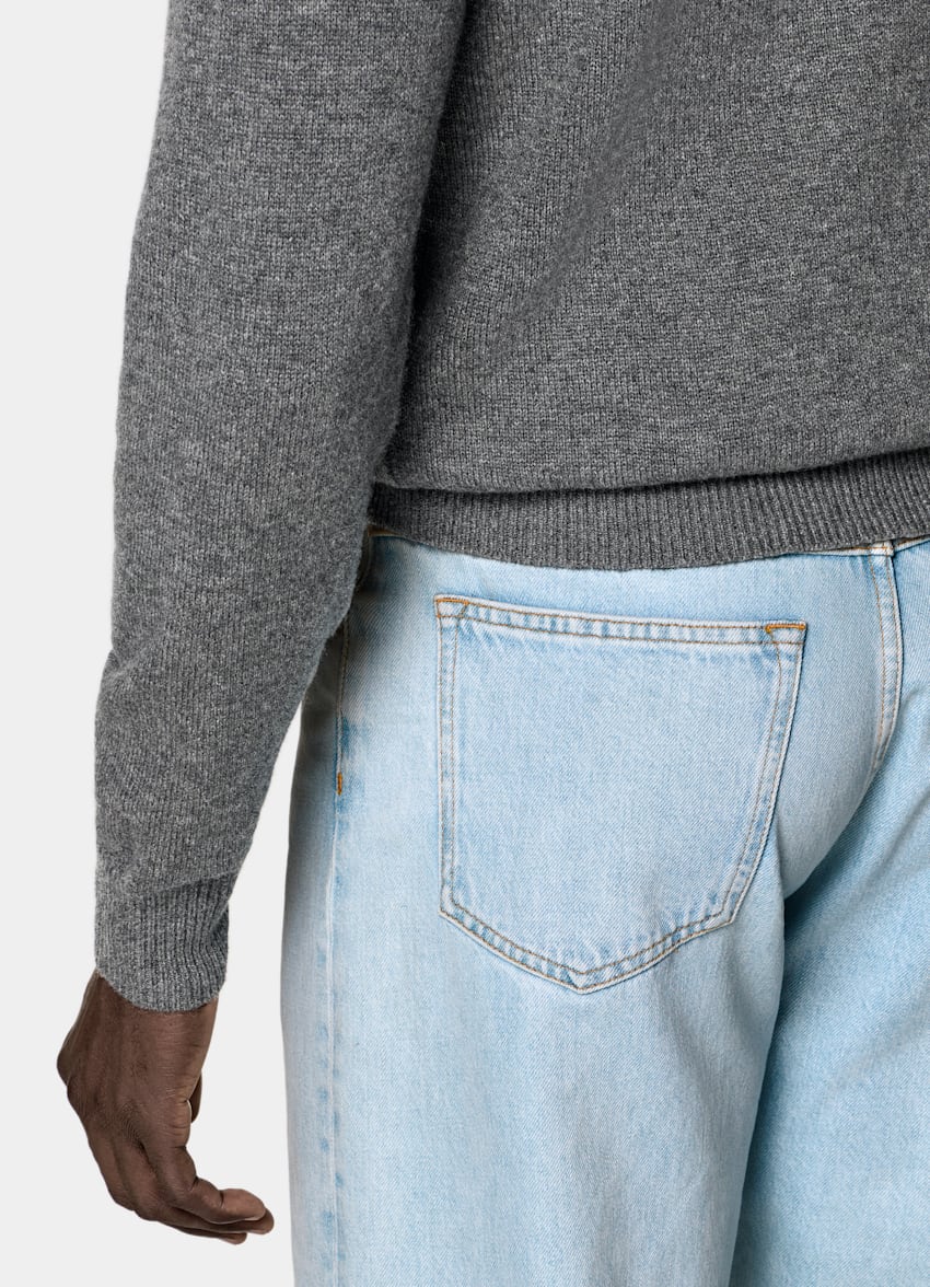 SUITSUPPLY Pure Cashmere Mid Grey Crewneck