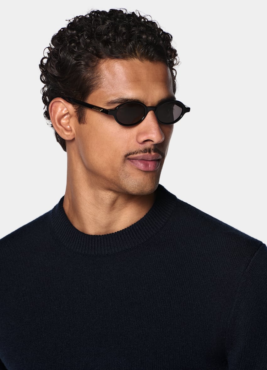 SUITSUPPLY Pure Cashmere Navy Crewneck