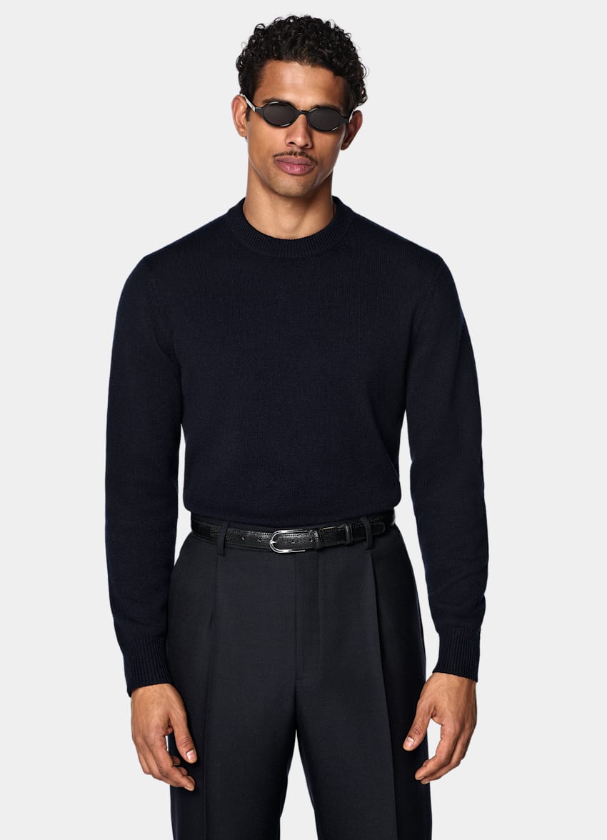 SUITSUPPLY Pure Cashmere Navy Crewneck