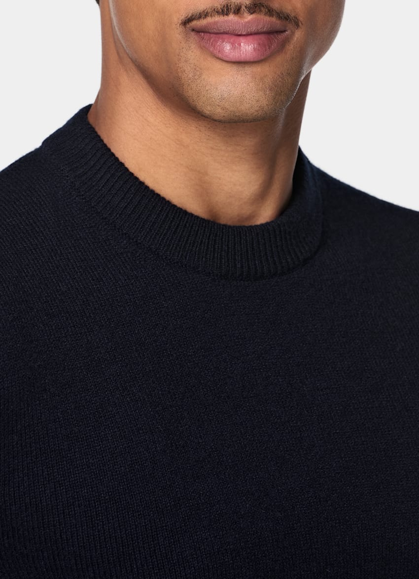 SUITSUPPLY Pure Cashmere Navy Crewneck
