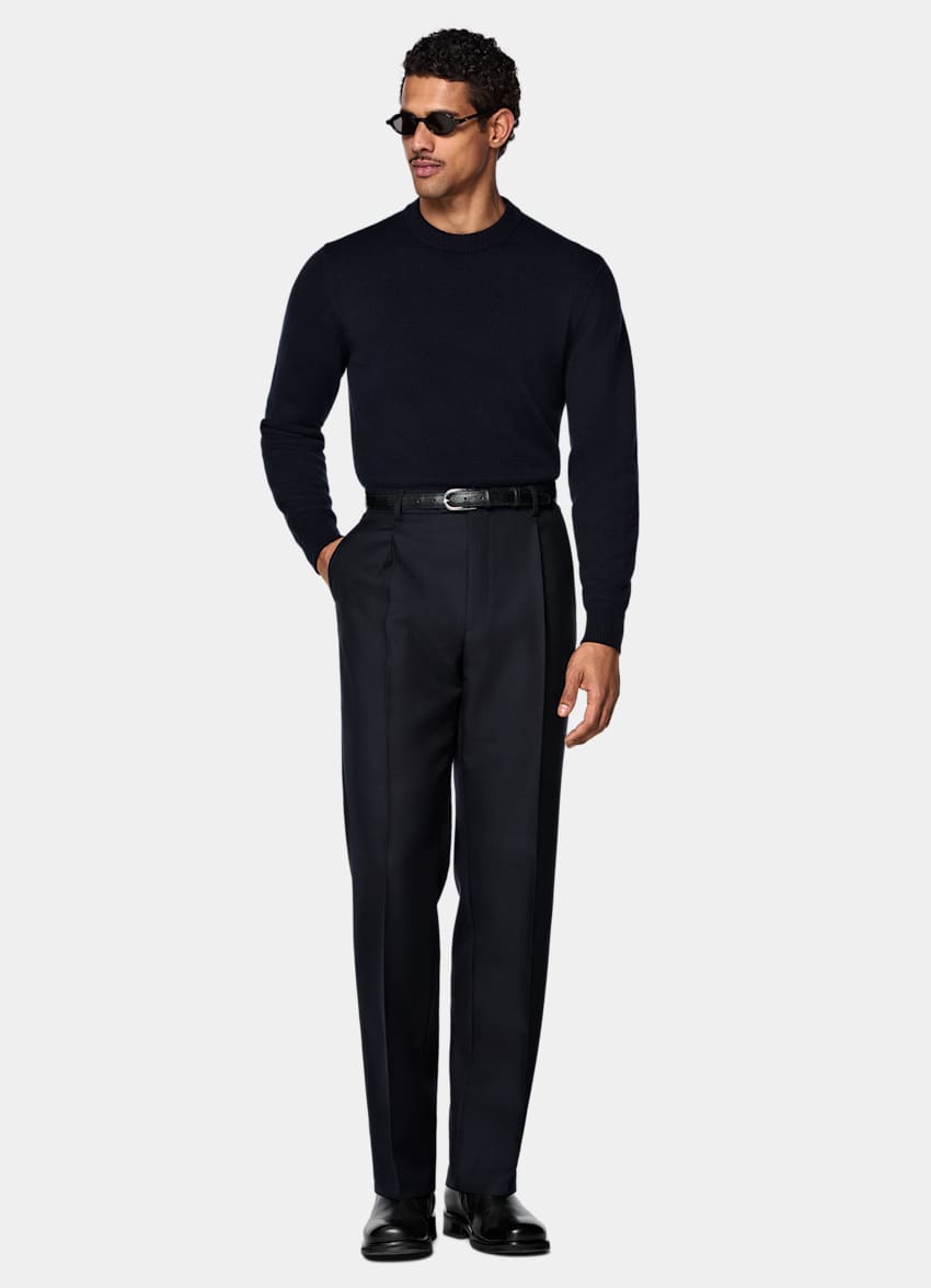 SUITSUPPLY Pure Cashmere Navy Crewneck