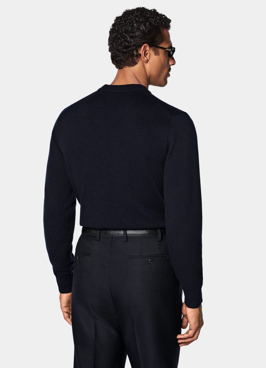 SUITSUPPLY Pure Cashmere Navy Crewneck