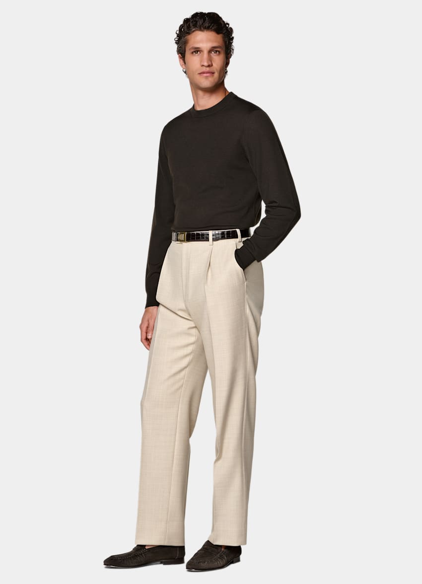 SUITSUPPLY Pure Wool Dark Brown Merino Crewneck
