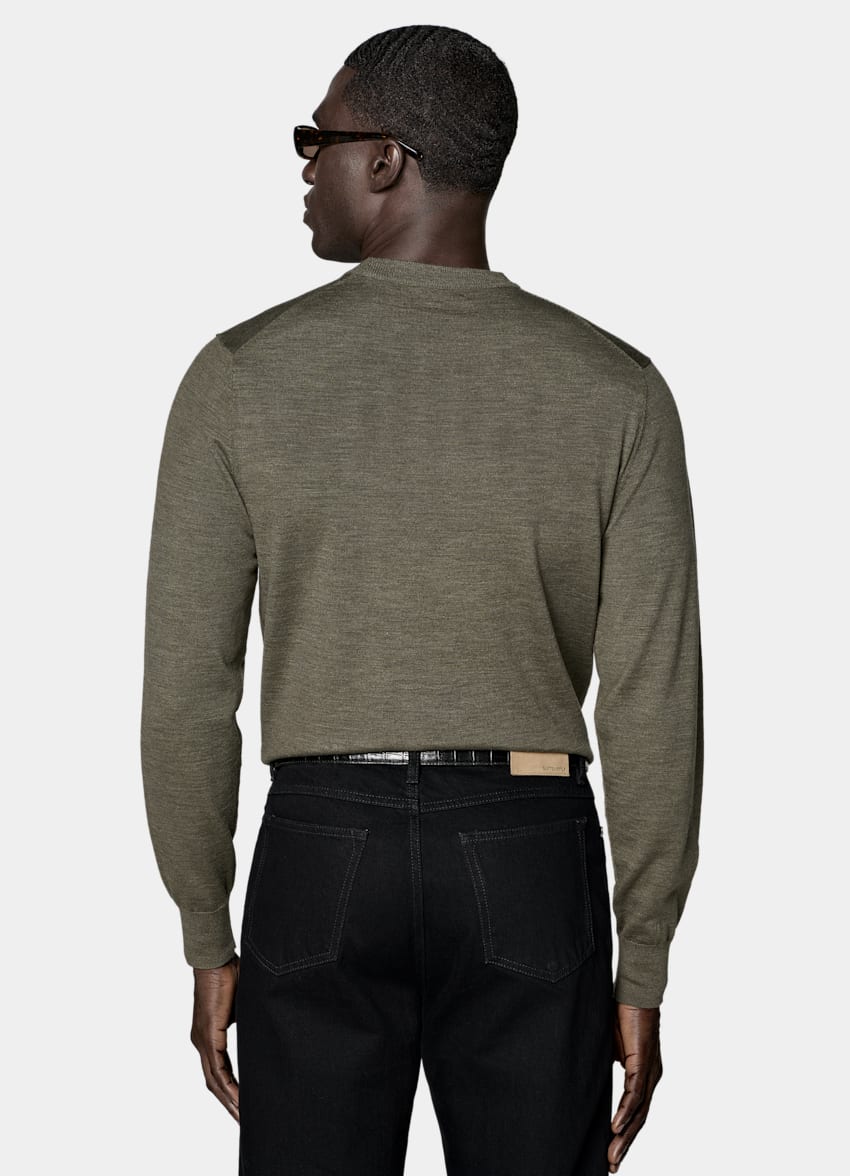 SUITSUPPLY Reine Schurwolle Merino Rundhalspullover gr&uuml;n