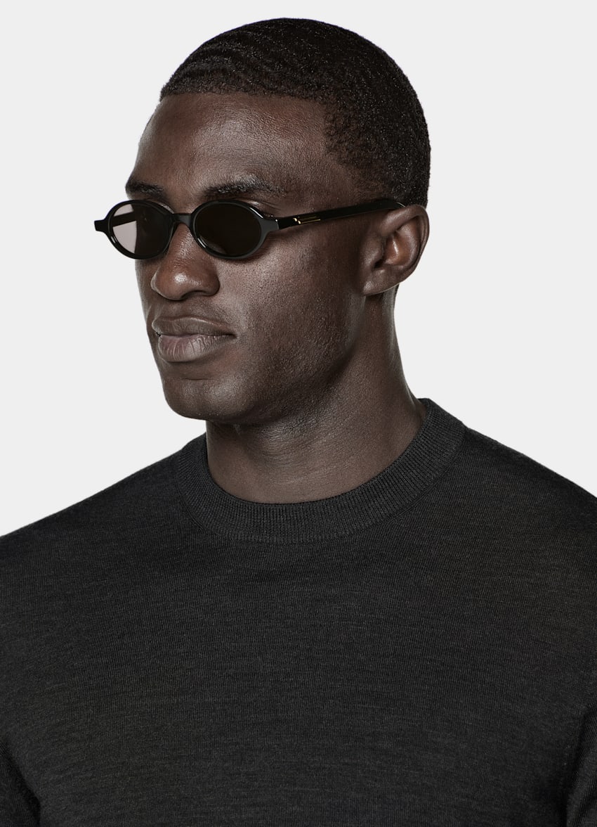 SUITSUPPLY Pure laine Pull col rond Merino gris fonc&eacute;