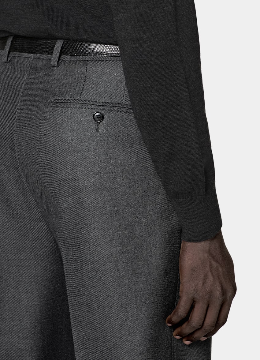 SUITSUPPLY Pure laine Pull col rond Merino gris fonc&eacute;