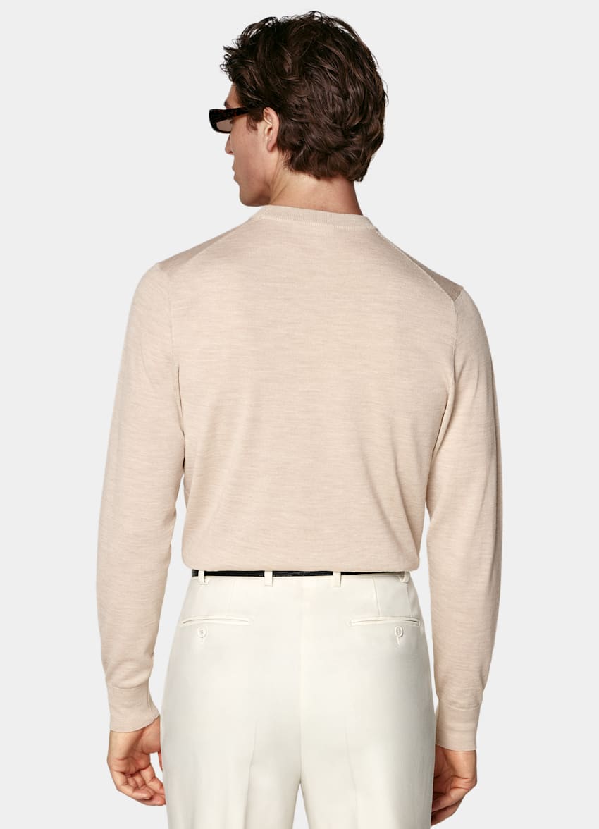 SUITSUPPLY Pure Wool Light Brown Merino Crewneck