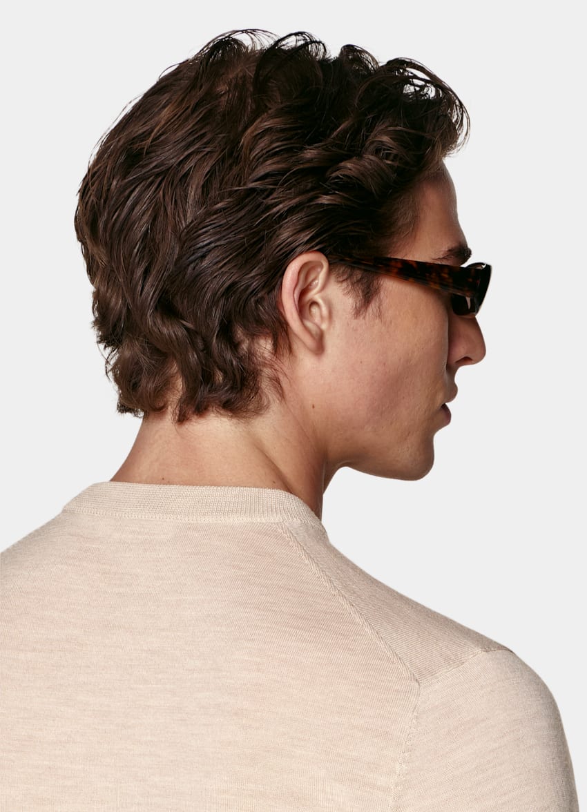SUITSUPPLY Pure Wool Light Brown Merino Crewneck