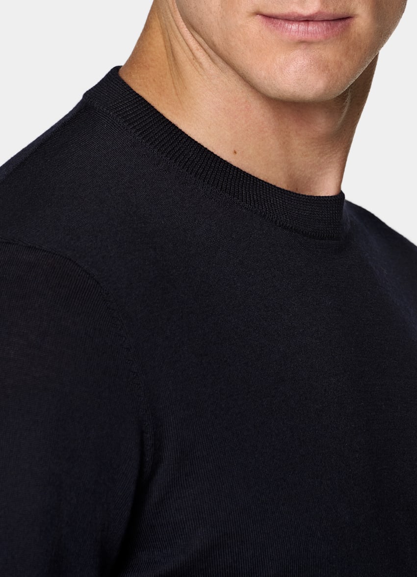 SUITSUPPLY Pure Wool Navy Merino Crewneck