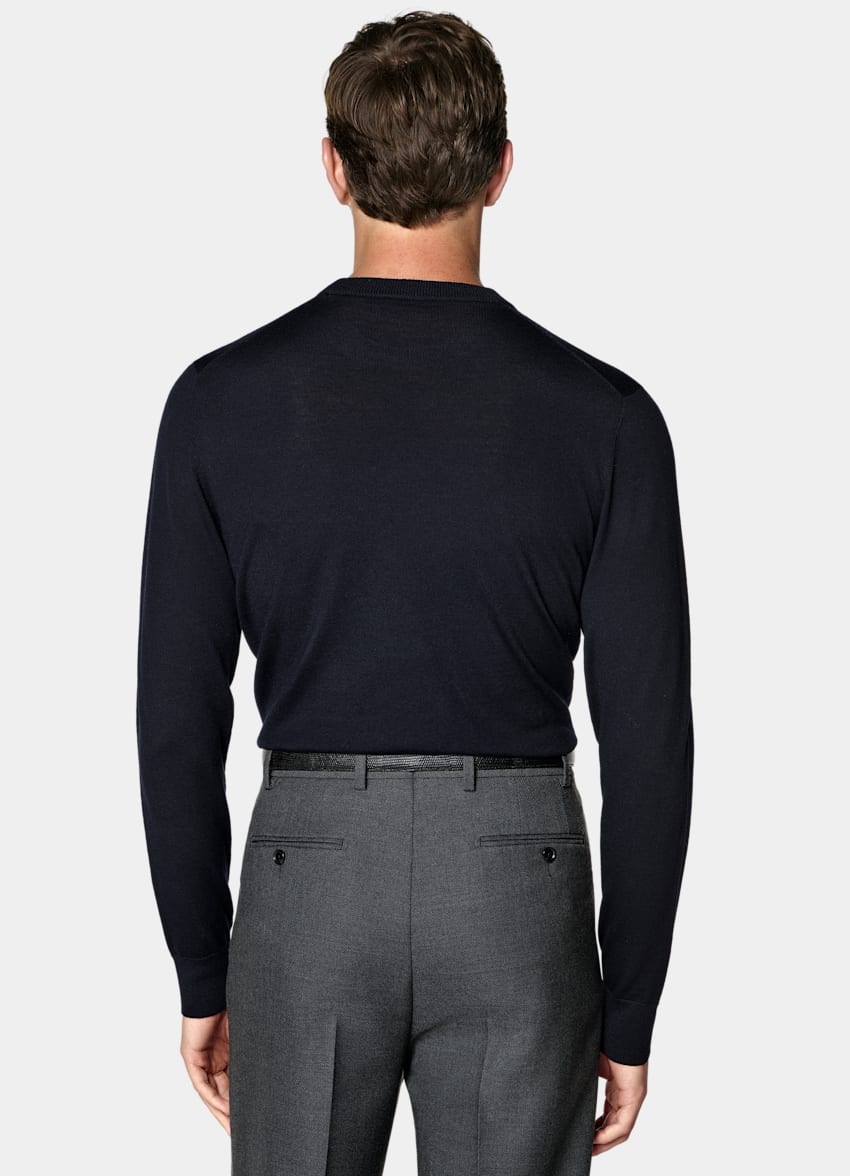 SUITSUPPLY Pure Wool Navy Merino Crewneck