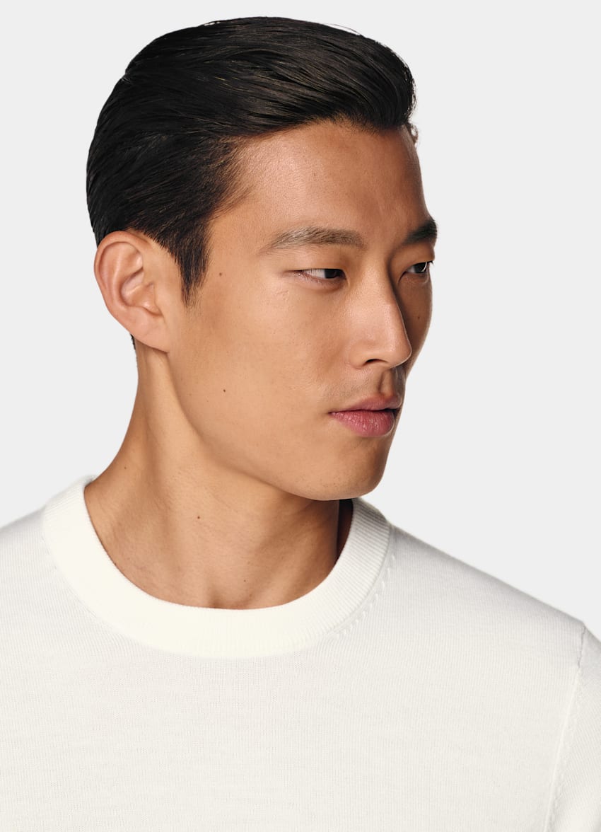 SUITSUPPLY Pure Wool Off-White Merino Crewneck
