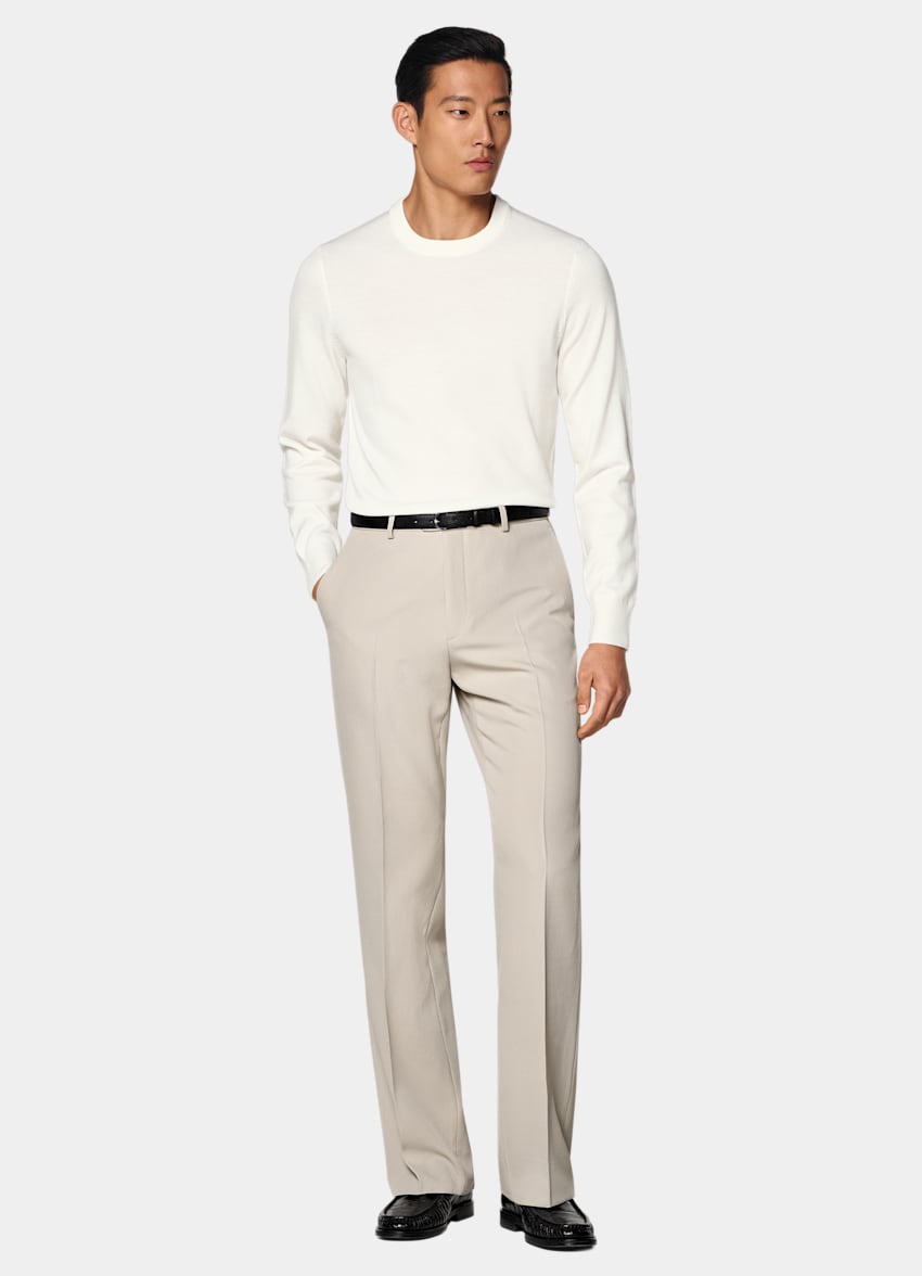 SUITSUPPLY Pure Wool Off-White Merino Crewneck