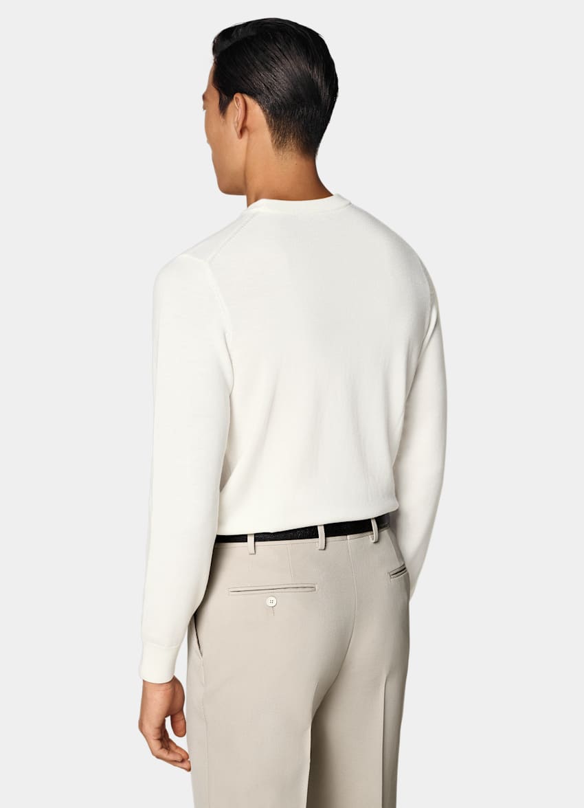 SUITSUPPLY Pure Wool Off-White Merino Crewneck