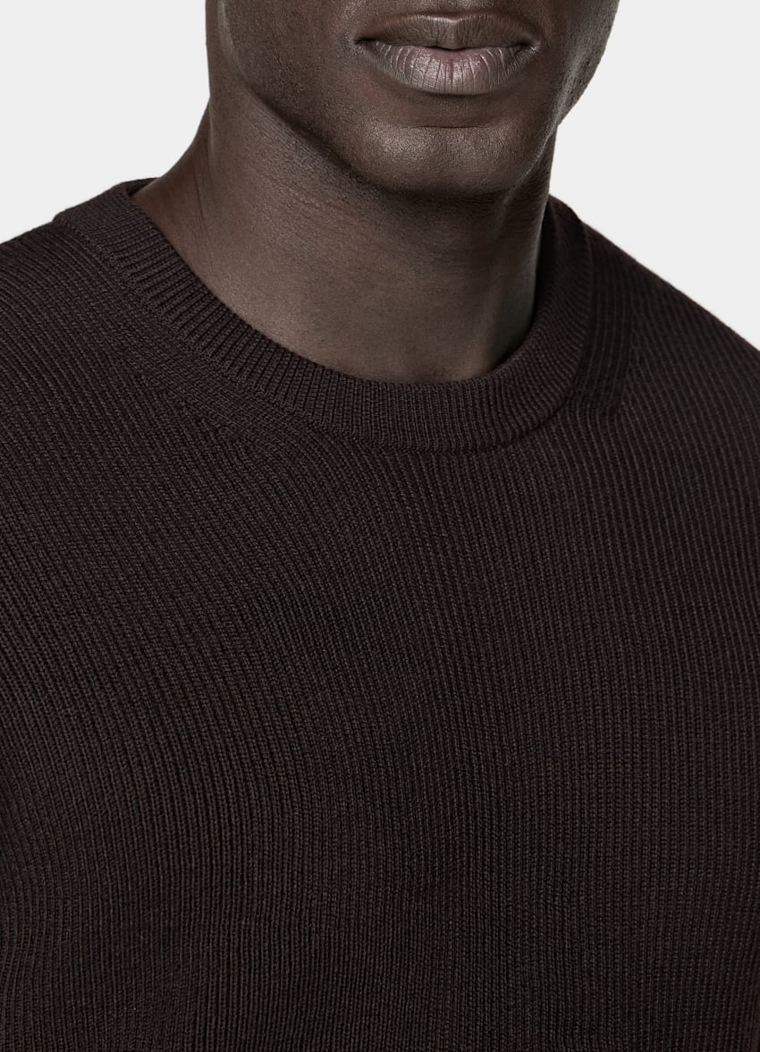 SUITSUPPLY Pure Wool Dark Purple Merino Crewneck