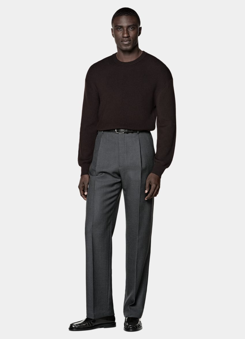SUITSUPPLY Pure Wool Dark Purple Merino Crewneck