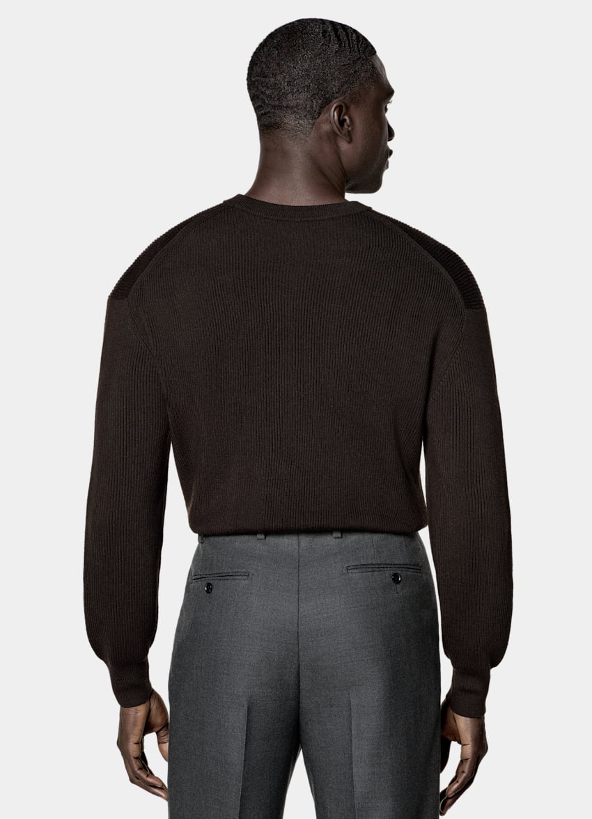 SUITSUPPLY Pure Wool Dark Purple Merino Crewneck