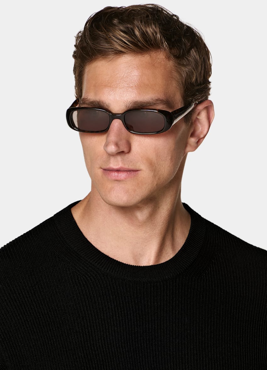 SUITSUPPLY Pure Wool Black Ribbed Merino Crewneck