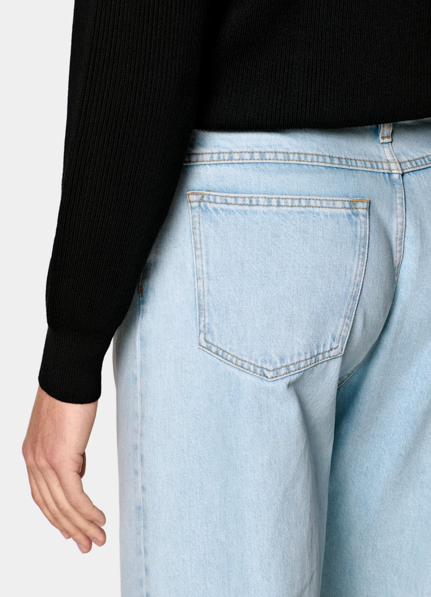 SUITSUPPLY Pure Wool Black Ribbed Merino Crewneck